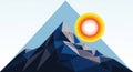 Geometric artistic depiction of a mountain with a triangular peak, composed of various shades of Royalty Free Stock Photo