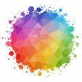 Geometric artwork featuring a circular array of multicolored polygonal shapes. The Royalty Free Stock Photo