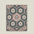 Geometric artwork featuring a pattern of nested hexagons with concentric layers in