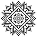 Geometric Aztec Sunburst Design with Intricate Diamond Patterns and Sharp Lines Royalty Free Stock Photo