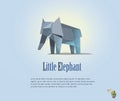 Geometric baby elephant illustration in polygonal style. low poly. Animal triangle icon. Modern object