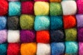 Geometric background with balls of  colored synthetic wool Royalty Free Stock Photo