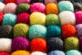 Geometric background with balls of colored synthetic wool Royalty Free Stock Photo