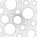 Geometric background. Circles of different sizes are connected by lines from the center. Flat style for cover, poster Royalty Free Stock Photo