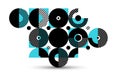 Geometric background composition, vector geometrical abstract stripy pattern, modular tiles with circles and triangles, trendy Royalty Free Stock Photo