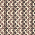 Geometric background design. Abstract seamless pattern. Circles & dots shapes. Beige & brown colors. Decorative ornament mosaic.