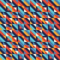 Geometric background design. Abstract seamless pattern. Decorative ornament. Mosaic composition structure. Blue, red, orange