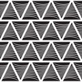 Geometric background design - triangles smooth stripes. Abstract seamless pattern in black and white colors. Vector illustration