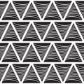 Geometric background design - triangles smooth stripes. Abstract seamless pattern in black and white colors. Vector illustration Royalty Free Stock Photo