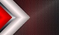 Geometric background with metal grille and arrows of red and white hue. Royalty Free Stock Photo