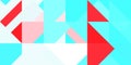 Geometric background pattern. Sky blue pink red. Seamless rambling regular figures multicolor geometric minimal design