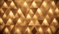 Geometric background with a repeating pattern of glowing, golden triangles, creating a luxurious and elegant texture
