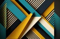 Geometric background stripes design teal yellow generative ai