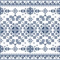 Zmijanski vez cross-stitch style vector folk art seamless pattern - traditional textile or fabric print repetitive design from Bos