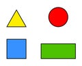 Geometric basic shape triangle, circle, square and rectangle. Vector illustration isolated on white