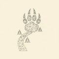 Geometric bear paw design with triangular Royalty Free Stock Photo