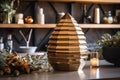 geometric beehive as a centerpiece on a table