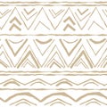 Geometric Beige horizontal Seamless repeat pattern with random rough broken line shapes on white background Royalty Free Stock Photo