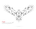 Geometric bird polygon with triangles, circles, and lines. Abstract.
