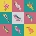 Geometric Birds Origami Logo Set Royalty Free Stock Photo