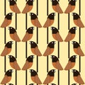 Geometric birds on tortilla background. Seamless repeat pattern. Fan for kids dresses textile