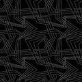 Geometric black background with white lines. Seamless pattern