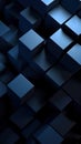 Geometric black cubes with blue highlights. Concept of modern structure