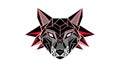 Geometric Black and Red Wolf Head, vector design Generative AI Royalty Free Stock Photo