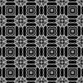 Geometric black and white greek vector seamless pattern. Monochrome abstract lace grid background. Repeat circles Royalty Free Stock Photo