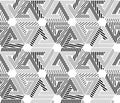 Geometric black and white seamless pattern, endless striped vector background. Monochrome abstract covering with hexagons and