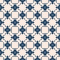 Geometric blue and beige floral seamless pattern. Vector abstract ornament Royalty Free Stock Photo