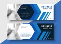 Geometric blue business banners set with image space