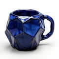 Geometric Blue Coffee Mug: Cubist Faceting And Organic Form