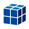 Geometric blue cube of 8 smaller cubes. Vector illustration. EPS 10. Royalty Free Stock Photo