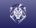 geometric blue lion head logo front view, Vector Eps file