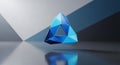 Geometric blue polygonal shape floating in a minimalist space. Comprised of Royalty Free Stock Photo