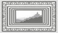 Geometric Border Frame with Mountain Landscape Vector Art, vector design Generative AI Royalty Free Stock Photo