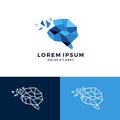 geometric brain logo low poly vector download