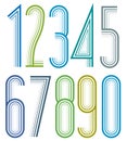 Geometric bright elegant striped numbers. Royalty Free Stock Photo