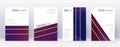 Geometric brochure design template set. Violet abs