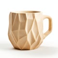 Geometric Brown Wooden Coffee Mug - 3d Cubist Faceting Design