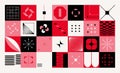 Geometric brutalist pattern. Abstract minimal geometry shapes, deconstructed simple figures for poster art, digital
