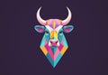 Geometric bull head logo design vector illustration Royalty Free Stock Photo