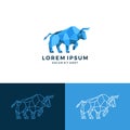 geometric bull low poly logo vector download