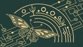 Geometric Butterfly Gold Line Vector Illustration, vector design Generative AI Royalty Free Stock Photo