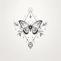 Geometric butterfly tattoo design. Simple black and white design. Royalty Free Stock Photo