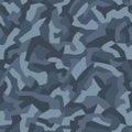 Geometric camo, seamless pattern. Abstract military or hunting camouflage background. Navy blue color. Vector illustration. Royalty Free Stock Photo