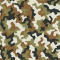 Geometric camo seamless pattern. Abstract military or hunting camouflage background. Vector Royalty Free Stock Photo