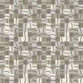 Geometric Camouflage Mosaic Background. Seamless Pattern with Woven Khaki Green Broken Lines. Modern Distorted Pixel Textile All