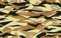 Geometric camouflage pattern in light brown colors. Army camo seamless texture made in triangular shape.